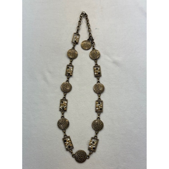 Vintage Gold Tone Geometric Chain Belt Hammered Disc Beaded Boho Adjustable - Picture 3 of 10